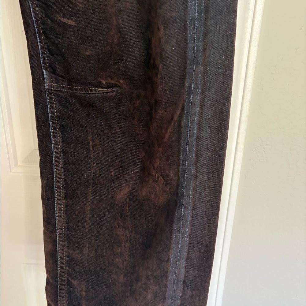 Free People Dark Brown Moxie Flocked  barrel jeans - Picture 7 of 12